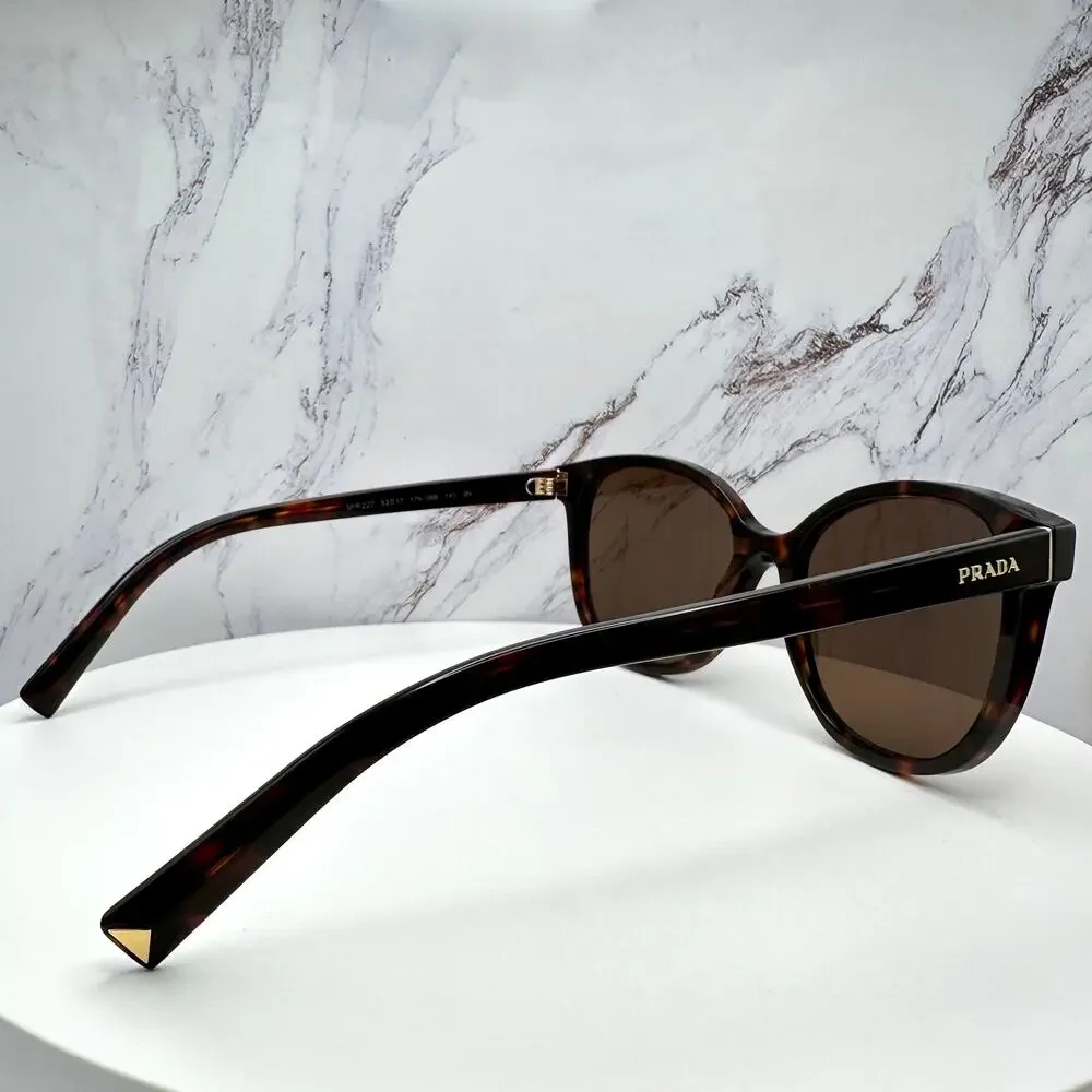 New PRADA Sunglasses Brown Square Gold Logo Tortoise Authentic w/ Box & Case - Picture 11 of 16